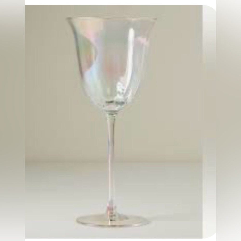 LIKE NEW ANTHROPOLOGIE set of two Fleur iridescent wine glasses! - Picture 2 of 5